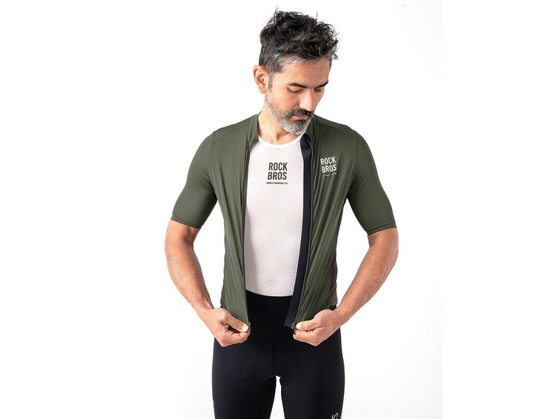 Camisa de ciclismo masculina Rockbros 15220004003 ROAD TO SKY, manga curta, tamanho M - verde
