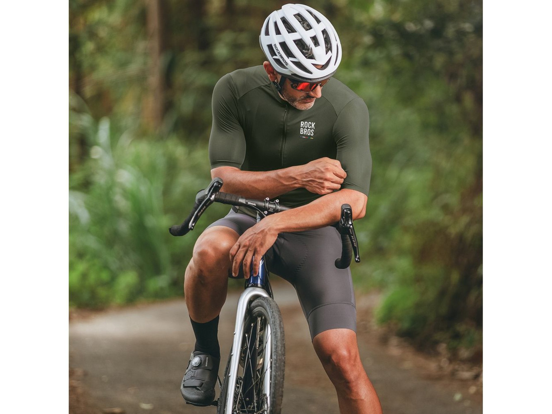 Camisa de ciclismo masculina Rockbros 15220004003 ROAD TO SKY, manga curta, tamanho M - verde
