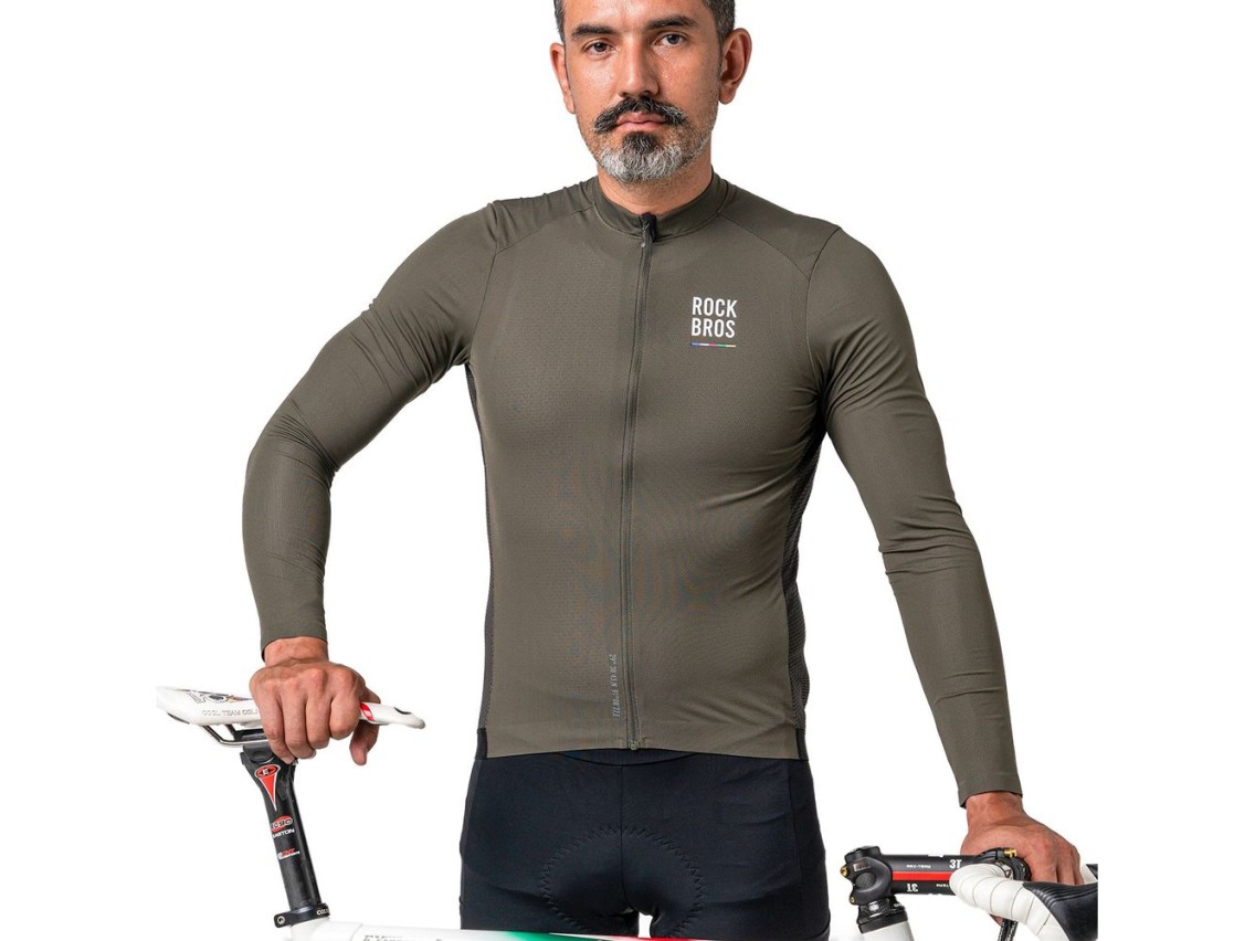 Maillot de ciclismo de manga larga para hombre Rockbros 15220003002 ROAD TO SKY, talla S - verde