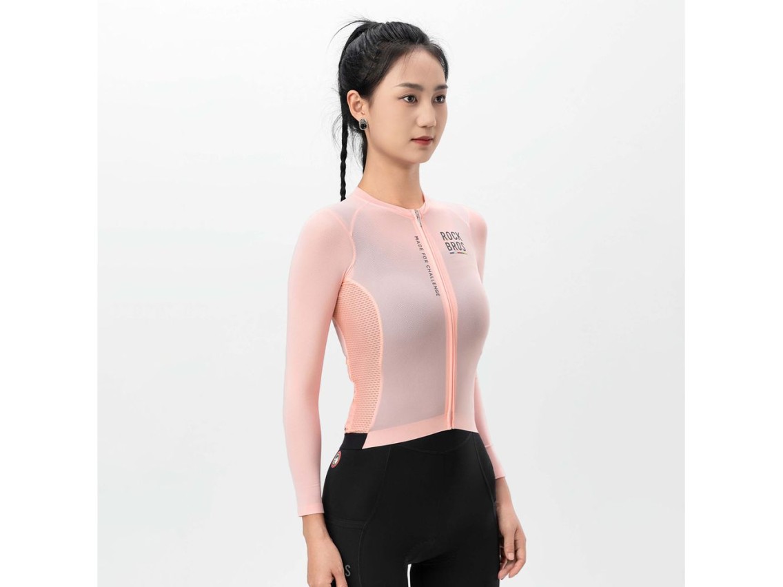 Camisa de ciclismo feminina Rockbros 15110012010 ROAD TO SKY, manga comprida, tamanho P - rosa