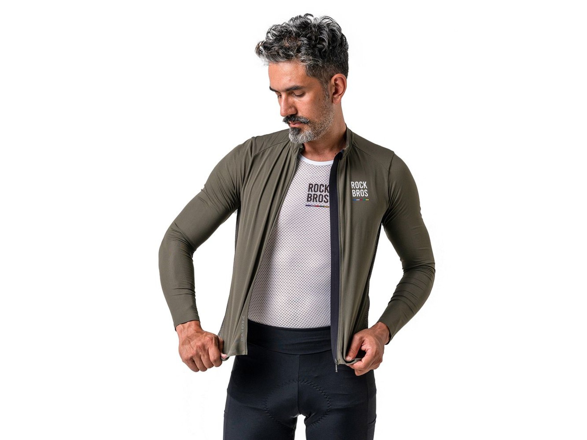 Maillot de ciclismo de manga larga para hombre Rockbros 15220003004 ROAD TO SKY, talla L - verde