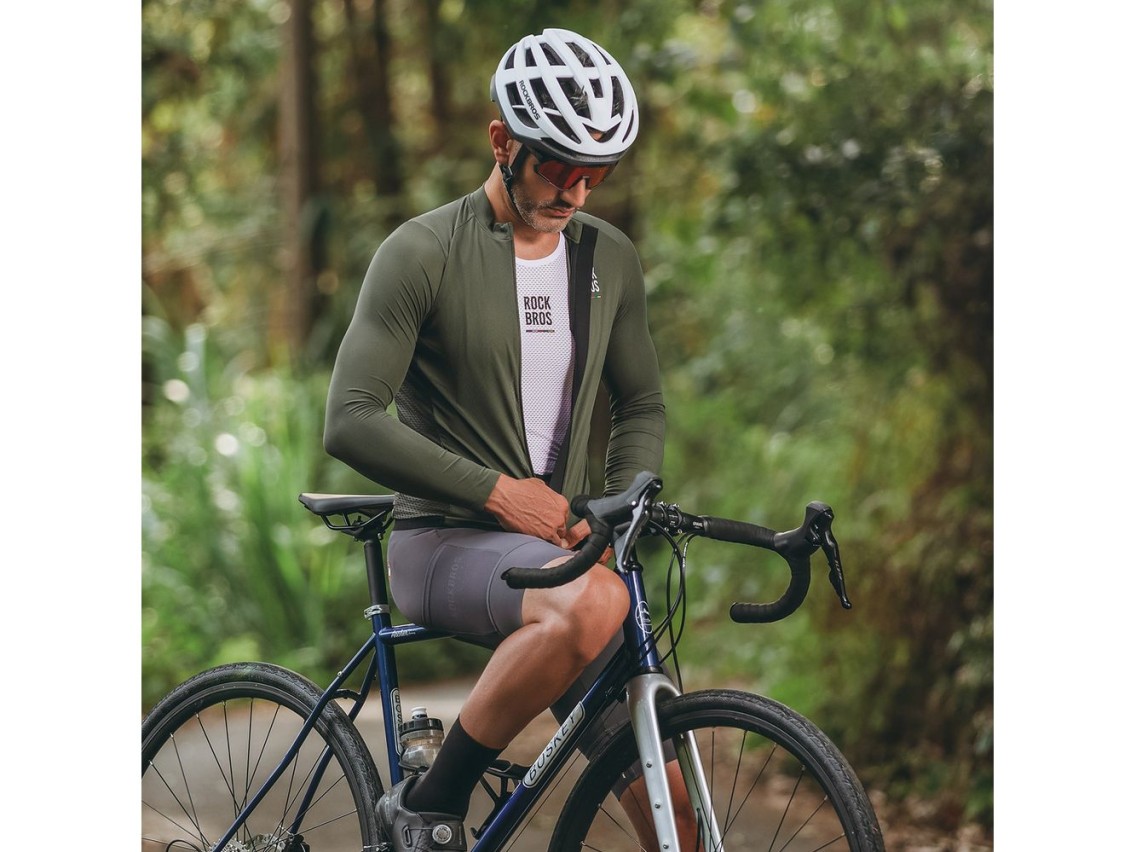 Maillot de ciclismo de manga larga para hombre Rockbros 15220003004 ROAD TO SKY, talla L - verde