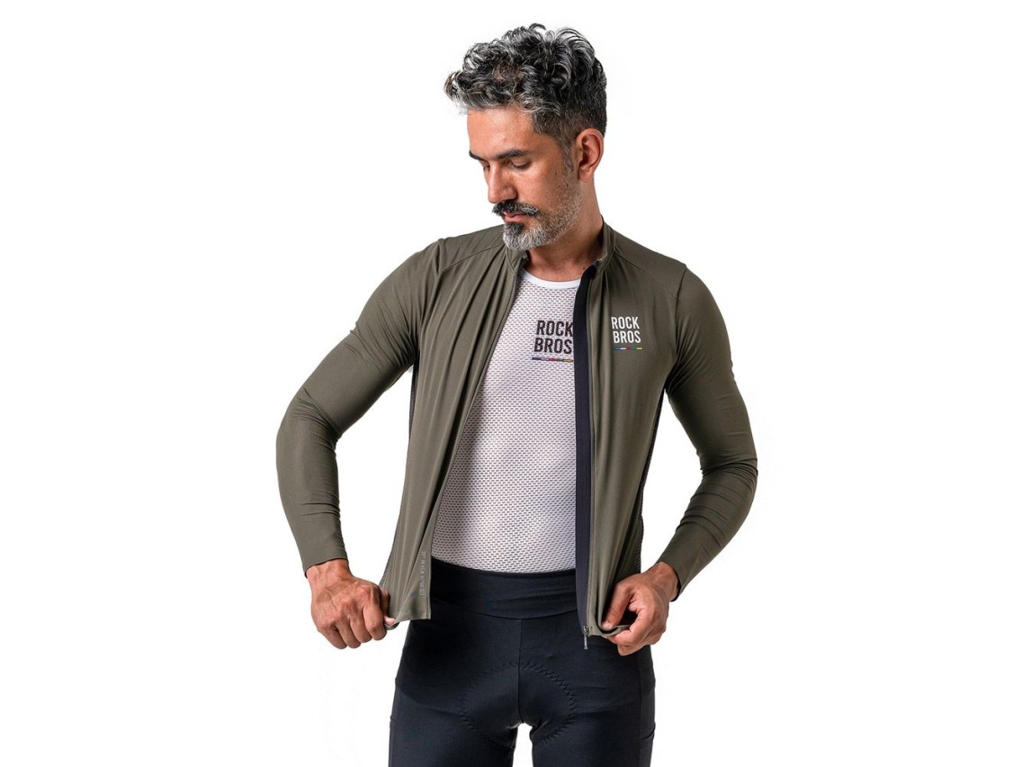 Maillot de ciclismo de manga larga para hombre Rockbros 15220003004 ROAD TO SKY, talla L - verde