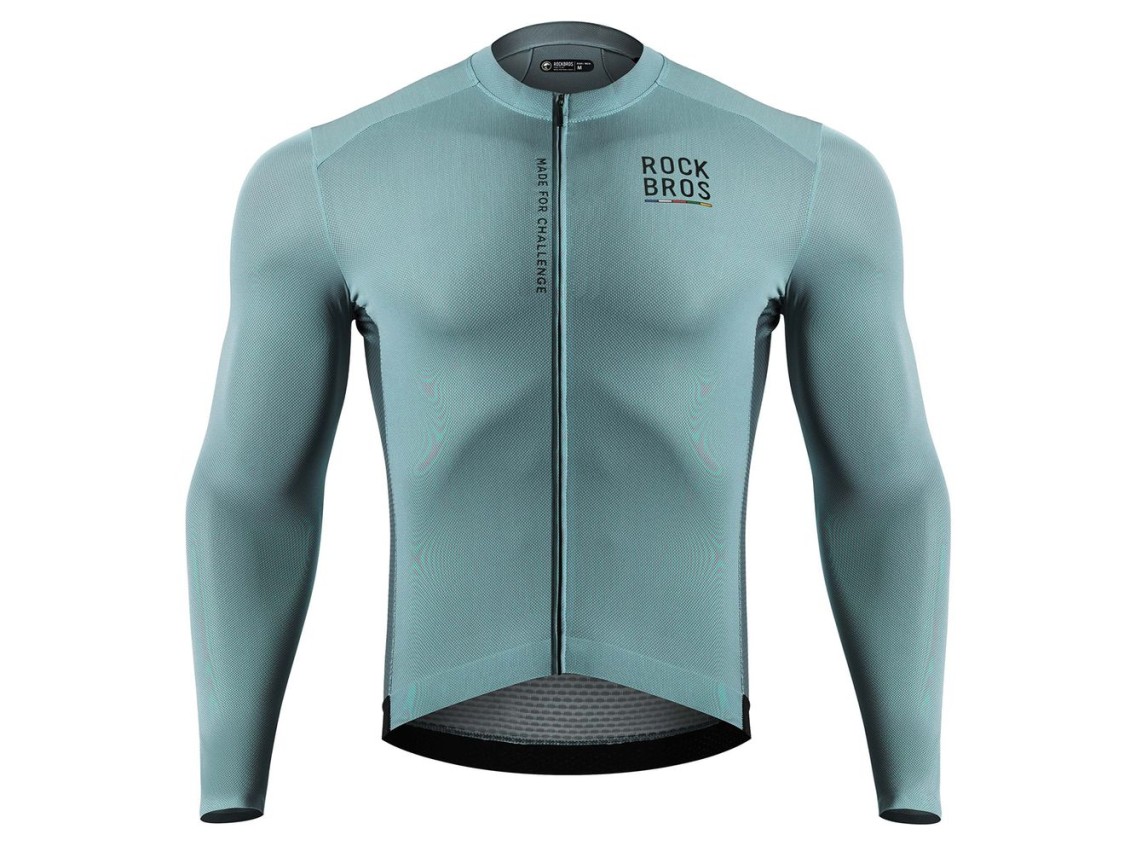 Maillot de ciclismo de manga larga para hombre Rockbros 15120015017 ROAD TO SKY, talla M - gris-azul