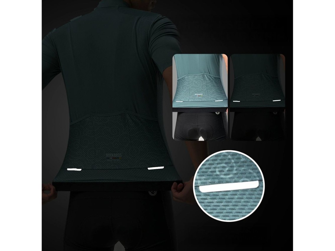 Camisa de ciclismo masculina Rockbros 15120014018 ROAD TO SKY, manga curta, tamanho G - cinza-azulad