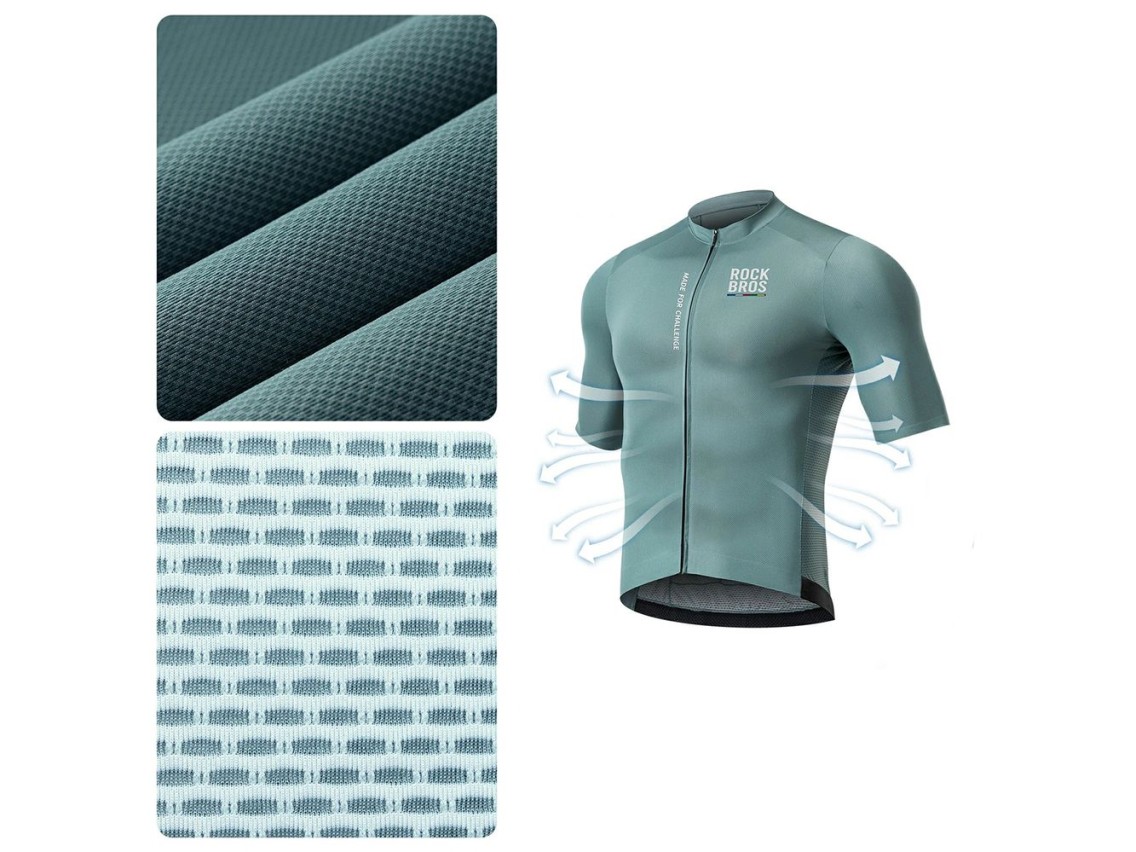 Camisa de ciclismo masculina Rockbros 15120014018 ROAD TO SKY, manga curta, tamanho G - cinza-azulad
