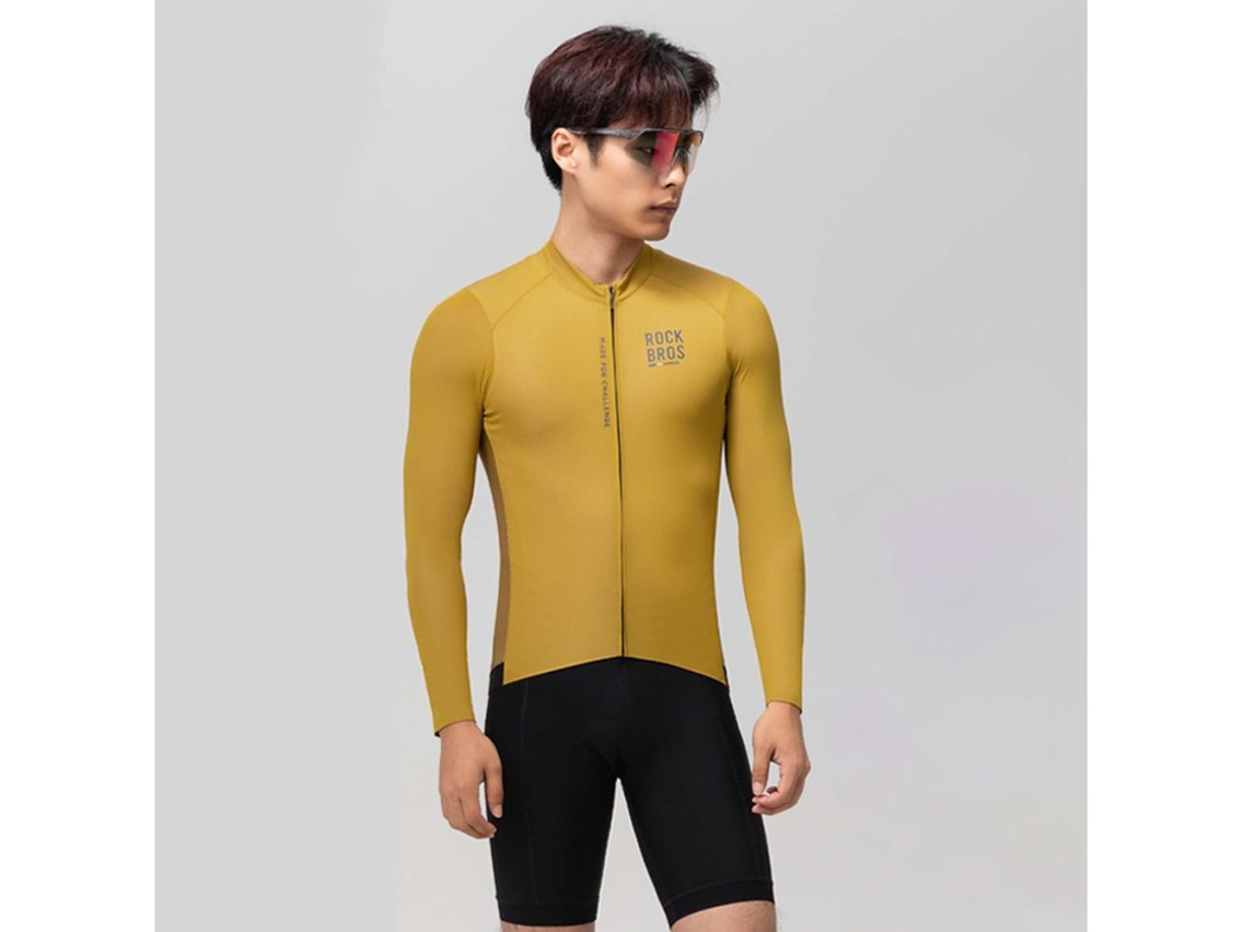 Camisa de ciclismo masculina Rockbros 15120015024 ROAD TO SKY, manga longa, tamanho M - amarela