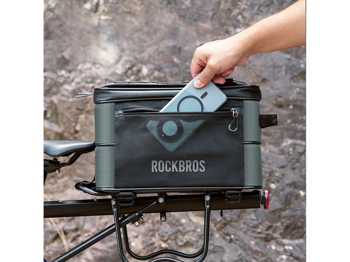 Bolsa plegable para bicicleta Rockbros A30 ROAD TO SKY para maletero de 15-30L - Gris