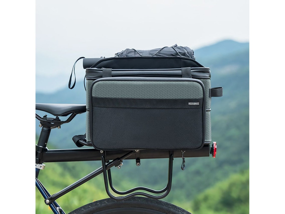 Bolsa plegable para bicicleta Rockbros A30 ROAD TO SKY para maletero de 15-30L - Gris