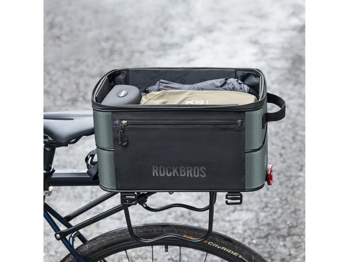 Bolsa plegable para bicicleta Rockbros A30 ROAD TO SKY para maletero de 15-30L - Gris
