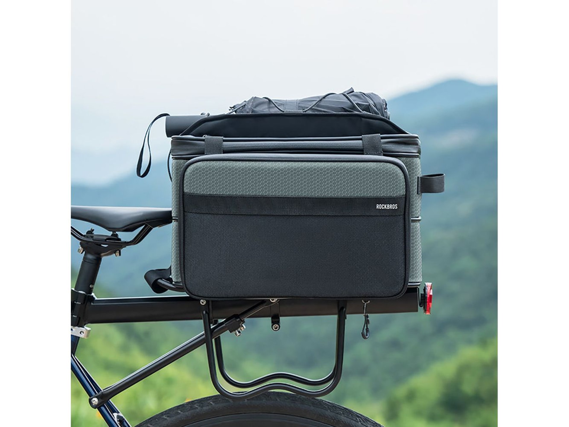Bolsa plegable para bicicleta Rockbros A30 ROAD TO SKY para maletero de 15-30L - Gris