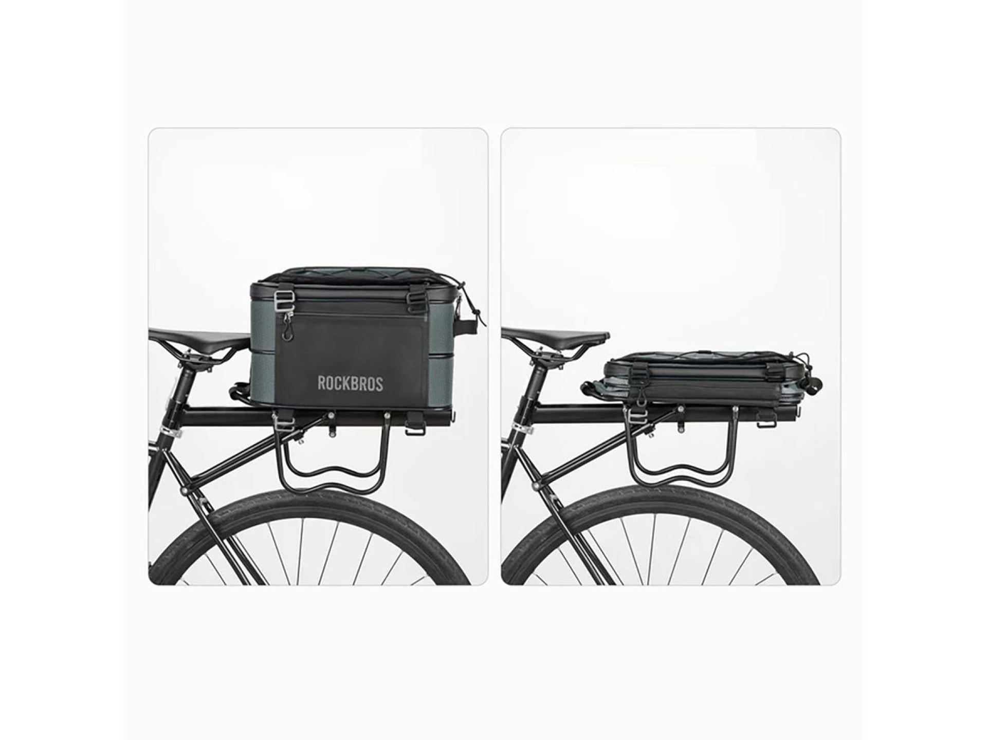 Bolsa plegable para bicicleta Rockbros A30 ROAD TO SKY para maletero de 15-30L - Gris