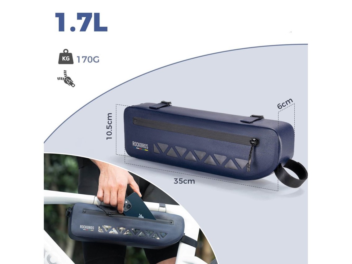 Bolsa impermeable para cuadro Rockbros AS-140 ROAD TO SKY de 1,7 l - azul