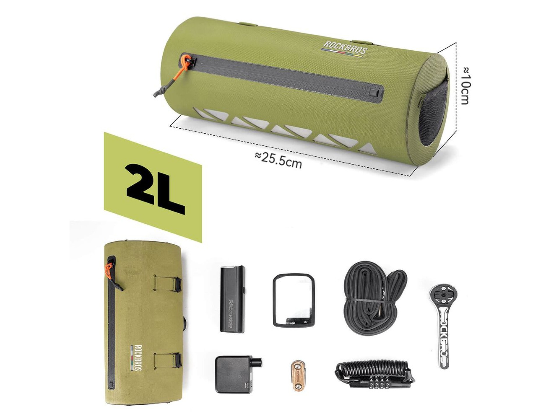 Rockbros AS-145 ROAD TO SKY handlebar bicycle bag, waterproof, 2 l - green