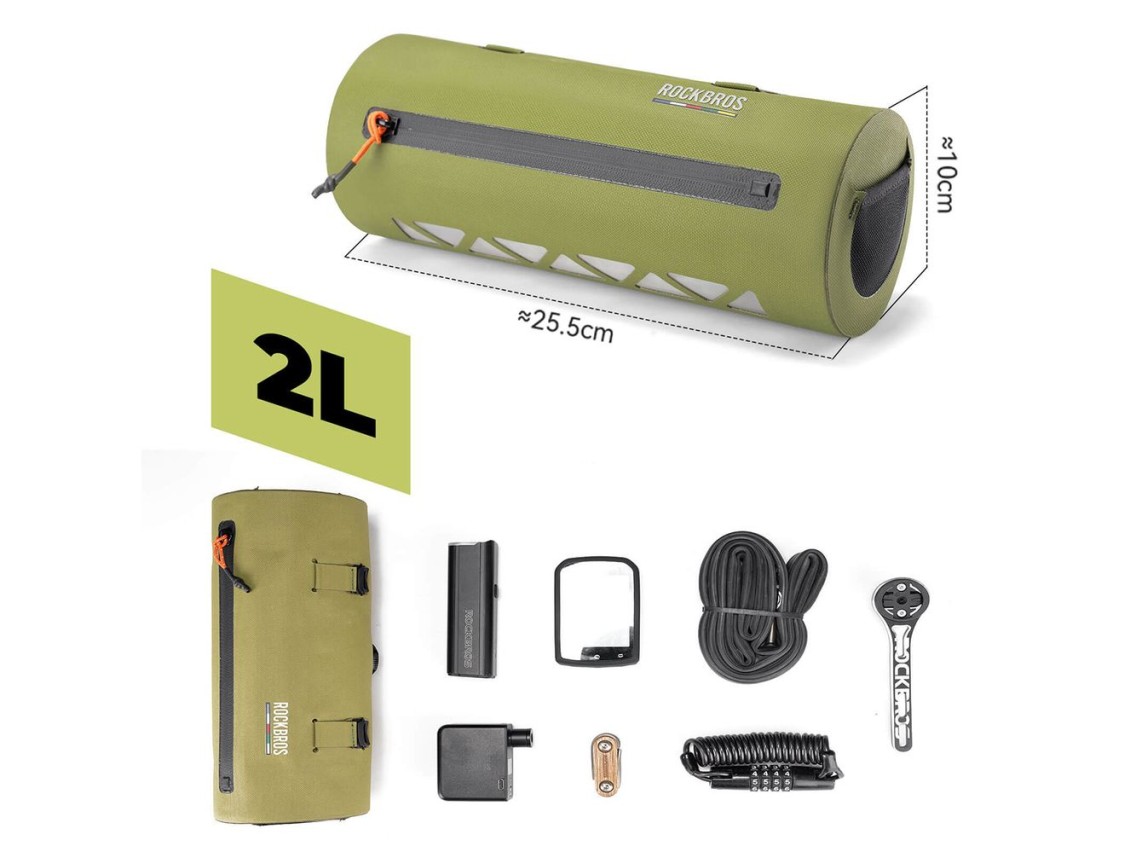 Rockbros AS-145 ROAD TO SKY handlebar bicycle bag, waterproof, 2 l - green