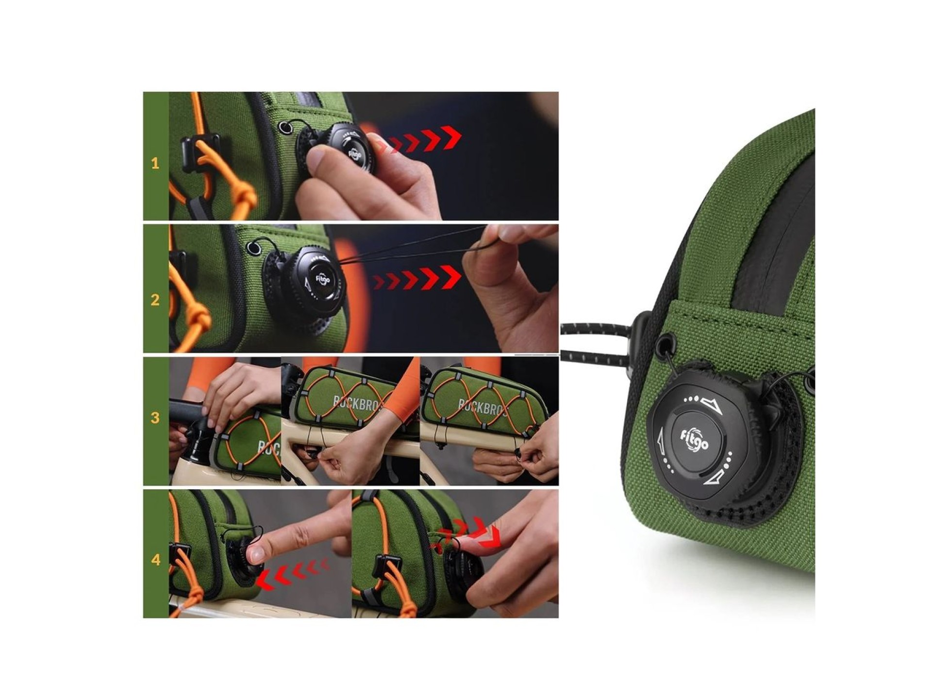 Bolsa de quadro impermeável Rockbros TL004 ROAD TO SKY 0,7 l - verde
