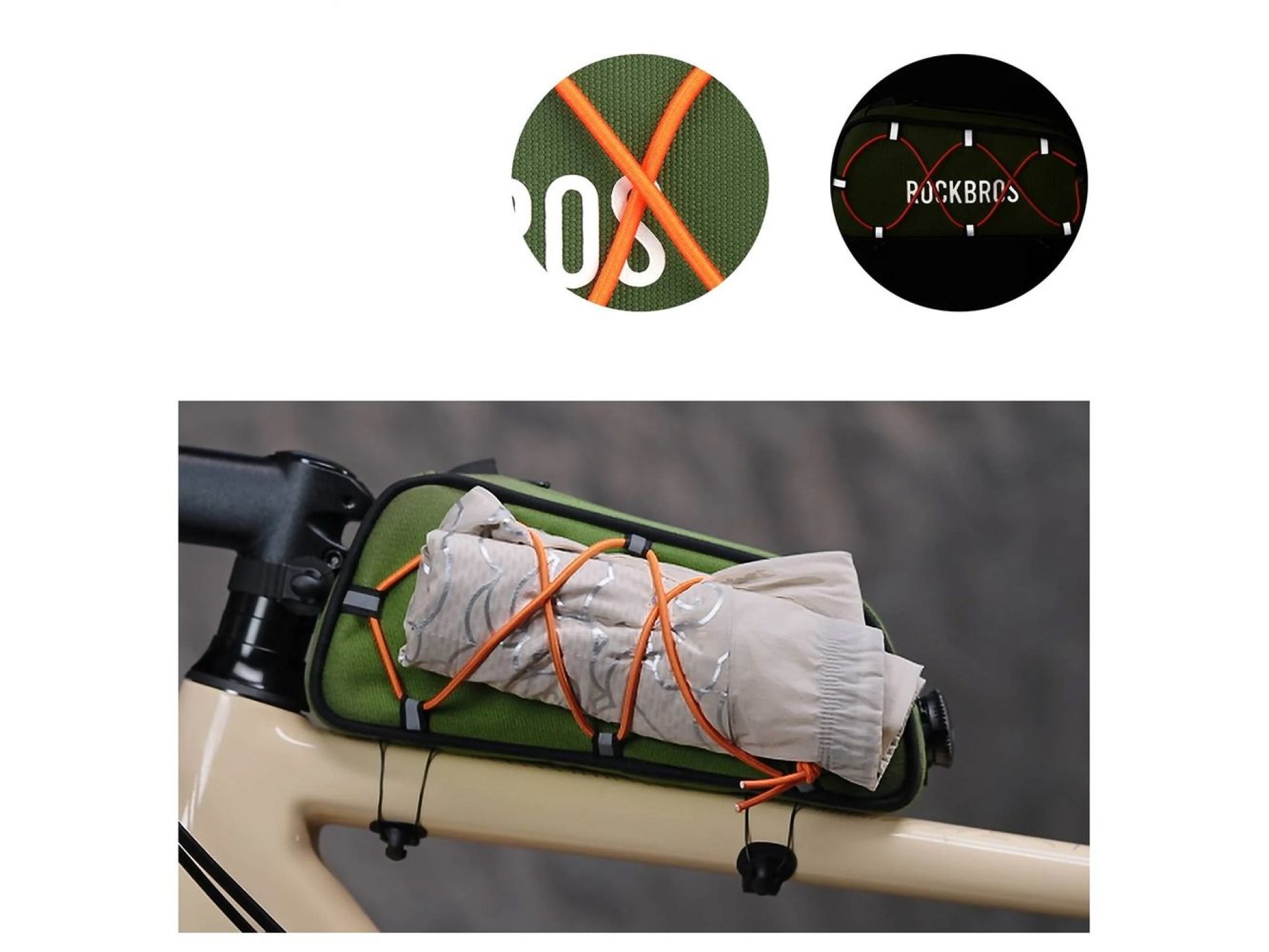 Bolsa de quadro impermeável Rockbros TL004 ROAD TO SKY 0,7 l - verde
