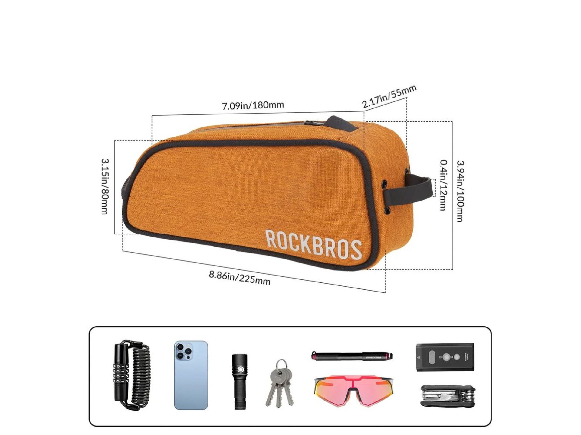 Rockbros TL004 ROAD TO SKY 0.7 l waterproof frame bag - orange