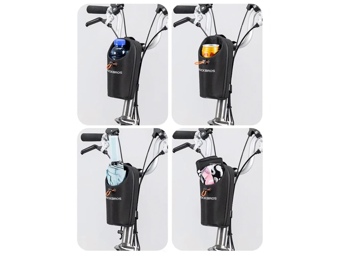 Bolsa para manillar Rockbros P002 compatible con patinetes y bicicletas urbanas plegables, 1,5 L - N