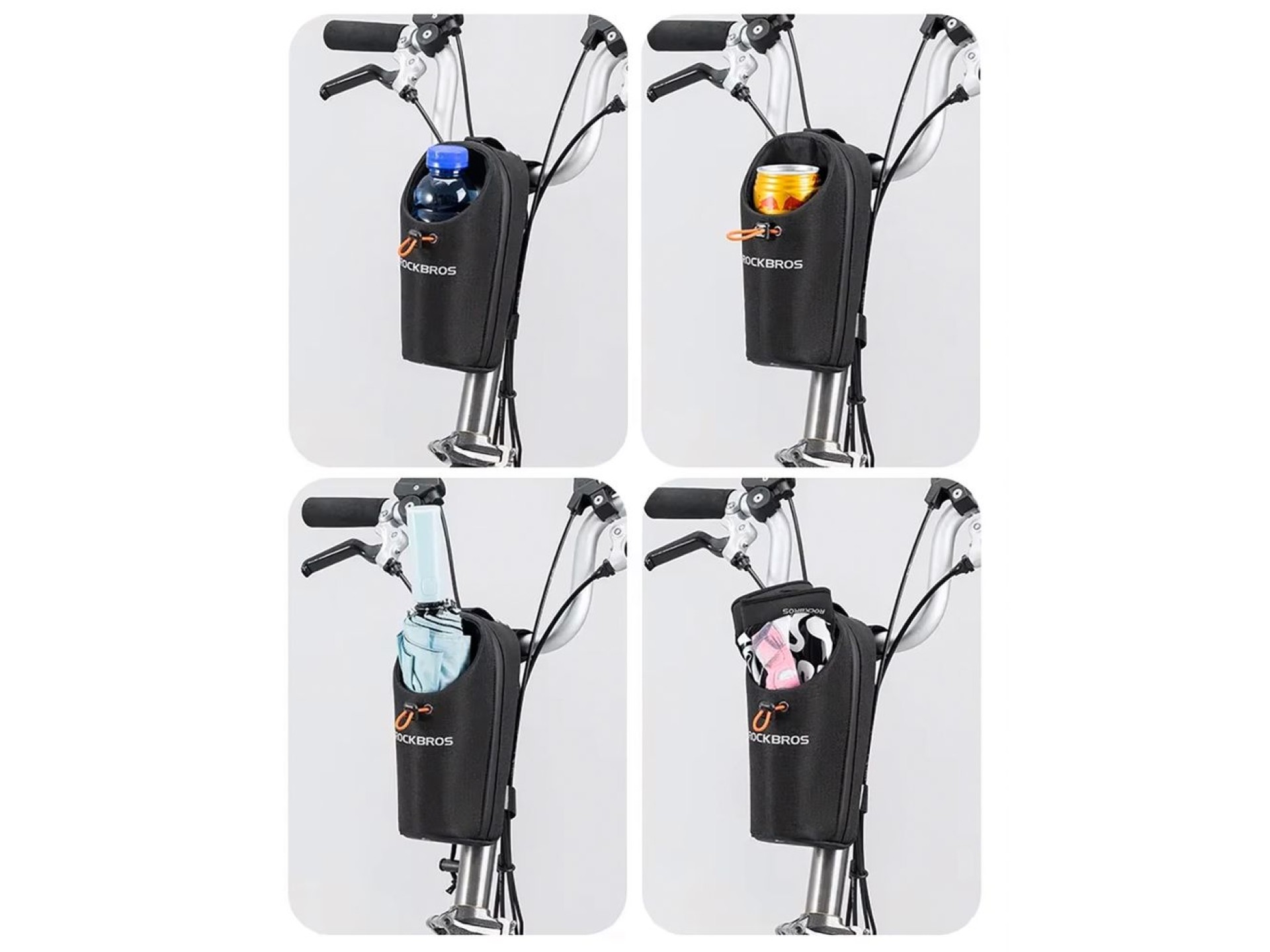 Bolsa para manillar Rockbros P002 compatible con patinetes y bicicletas urbanas plegables, 1,5 L - N