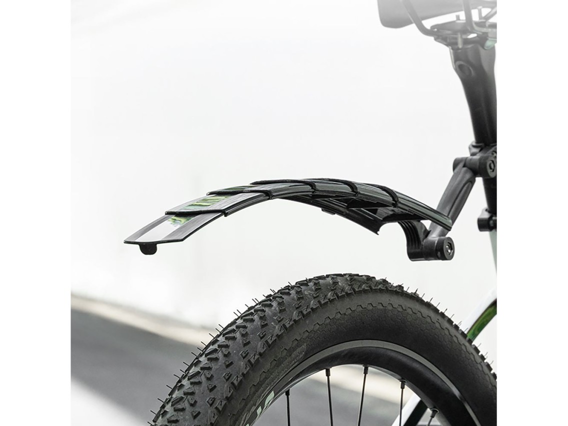 Conjunto de para-lamas telescópicos dobráveis ??Rockbros FK-810 para bicicleta - Preto
