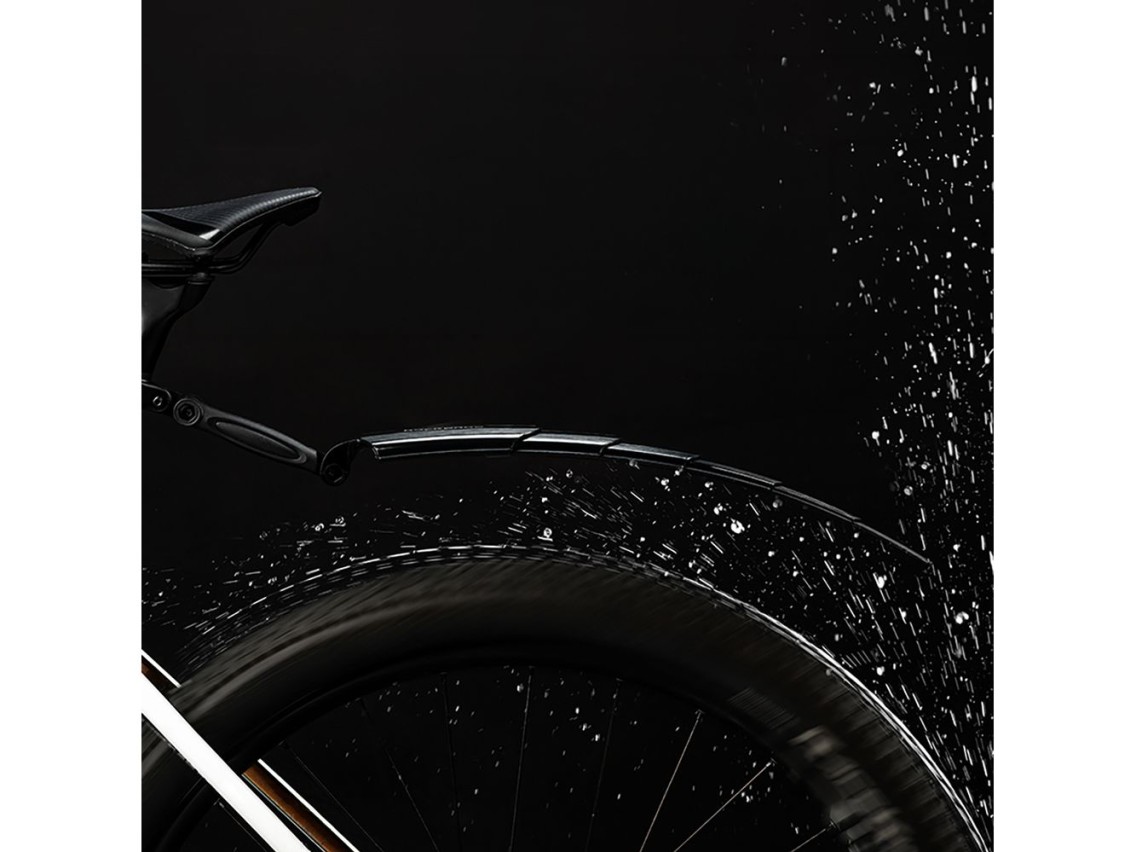 Conjunto de para-lamas telescópicos dobráveis ??Rockbros FK-810 para bicicleta - Preto