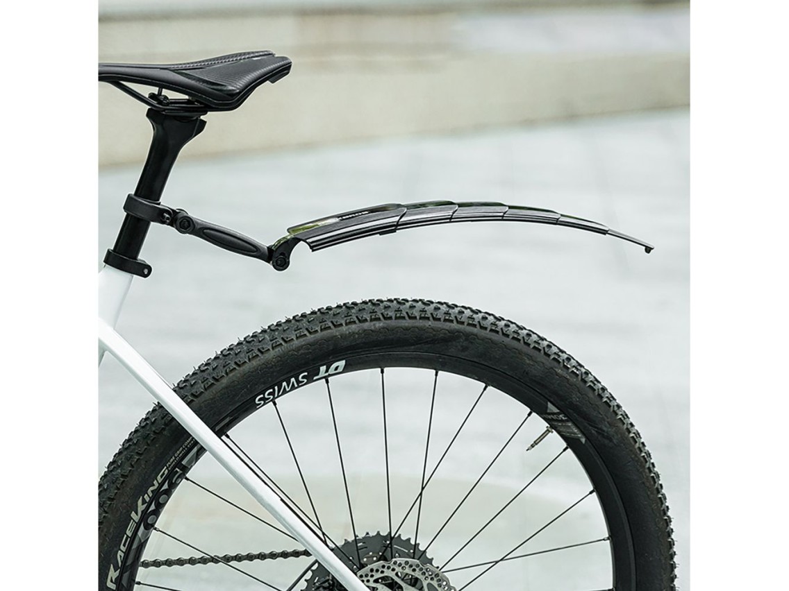 Conjunto de para-lamas telescópicos dobráveis ??Rockbros FK-810 para bicicleta - Preto