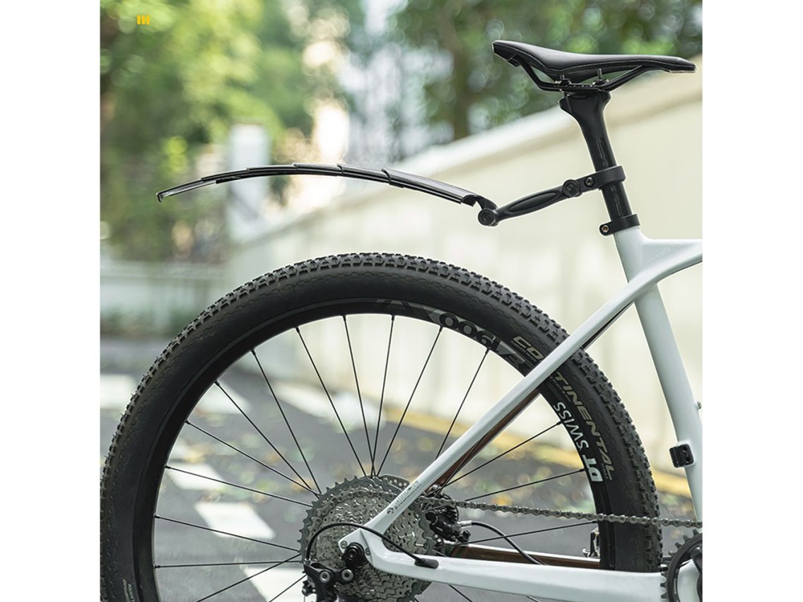 Conjunto de para-lamas telescópicos dobráveis ??Rockbros FK-810 para bicicleta - Preto
