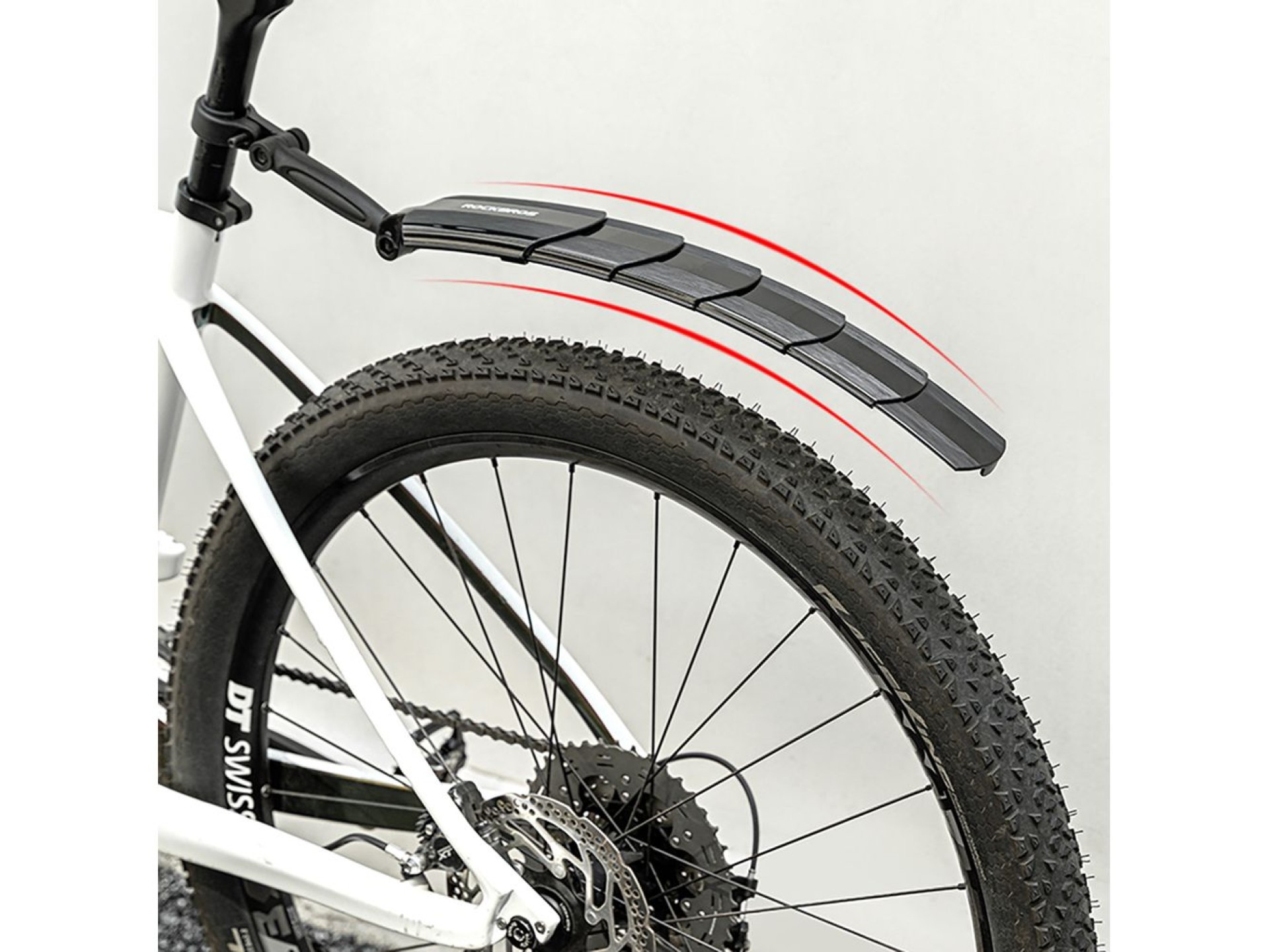 Conjunto de para-lamas telescópicos dobráveis ??Rockbros FK-810 para bicicleta - Preto