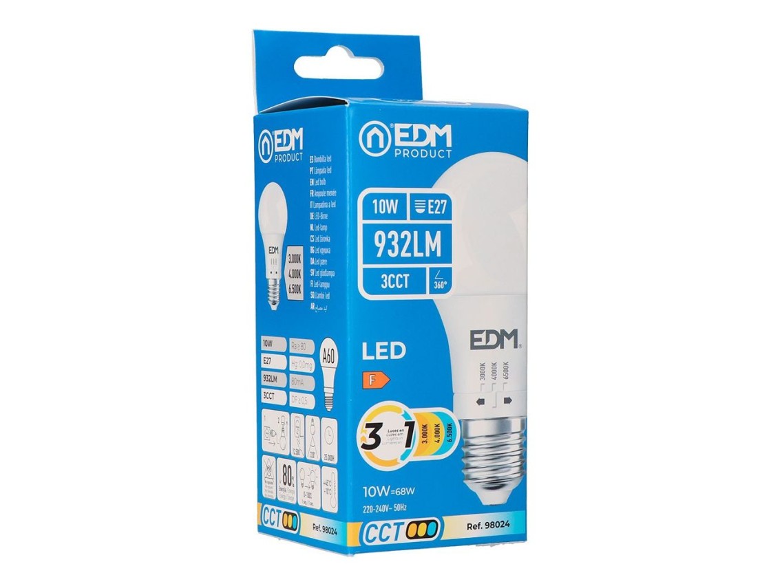 Bombilla standard led a60 e27, 10 w, 932 lm, 3cct, ø60 x 116 mm