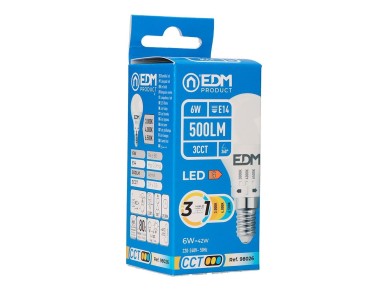 P45 e14 led spherical bulb, 6 w, 500 lm, 3cct, ø45 x 87 mm P45 e14 led spherical bulb, 6 w, 500 lm, 3cct, ø45 x 87 mm