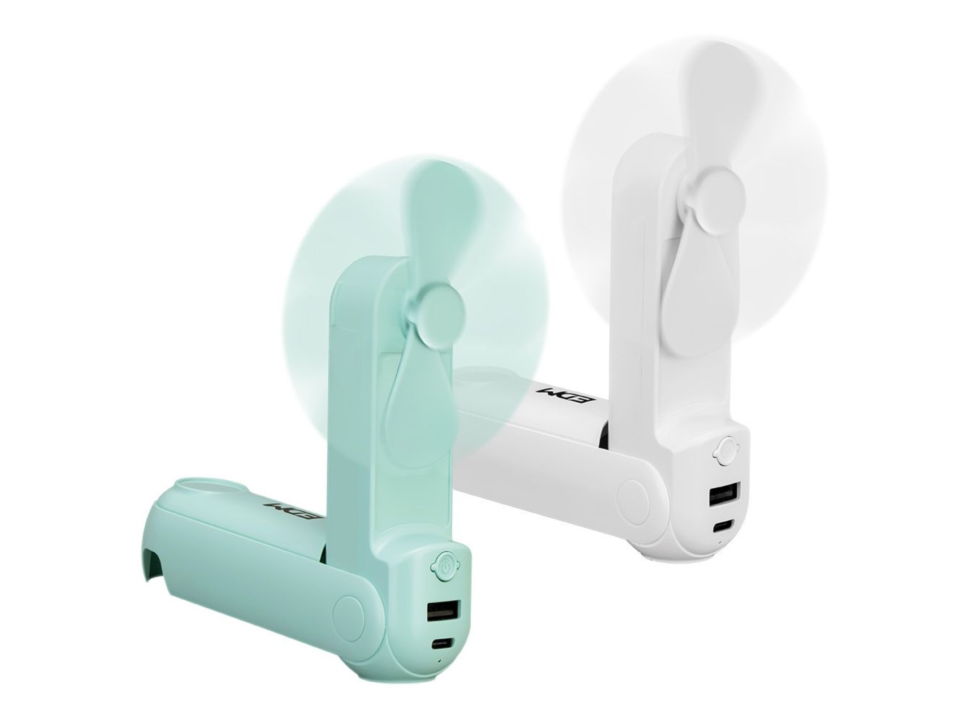 Foldable hand fan, flashlight, power bank, smartphone holder, assorted colors, 3.7 x 11.9 cm