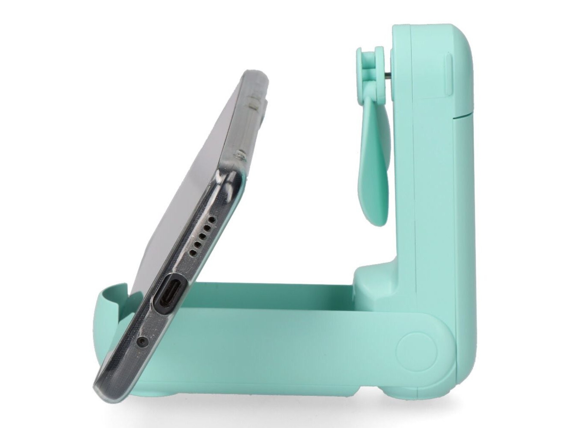 Foldable hand fan, flashlight, power bank, smartphone holder, assorted colors, 3.7 x 11.9 cm