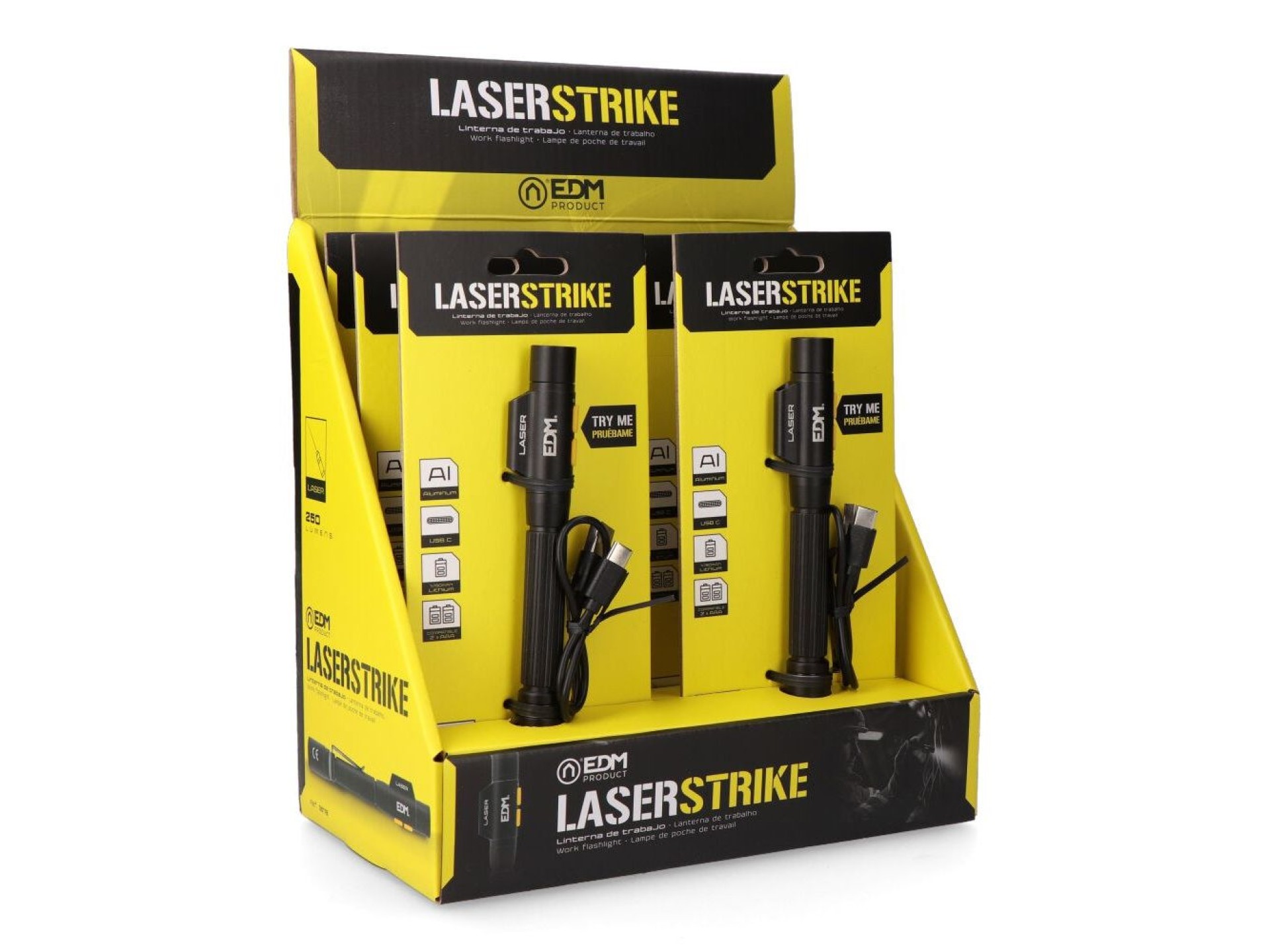 Linterna led/puntero laserstrike, tipo pluma, recargable, 250 lm