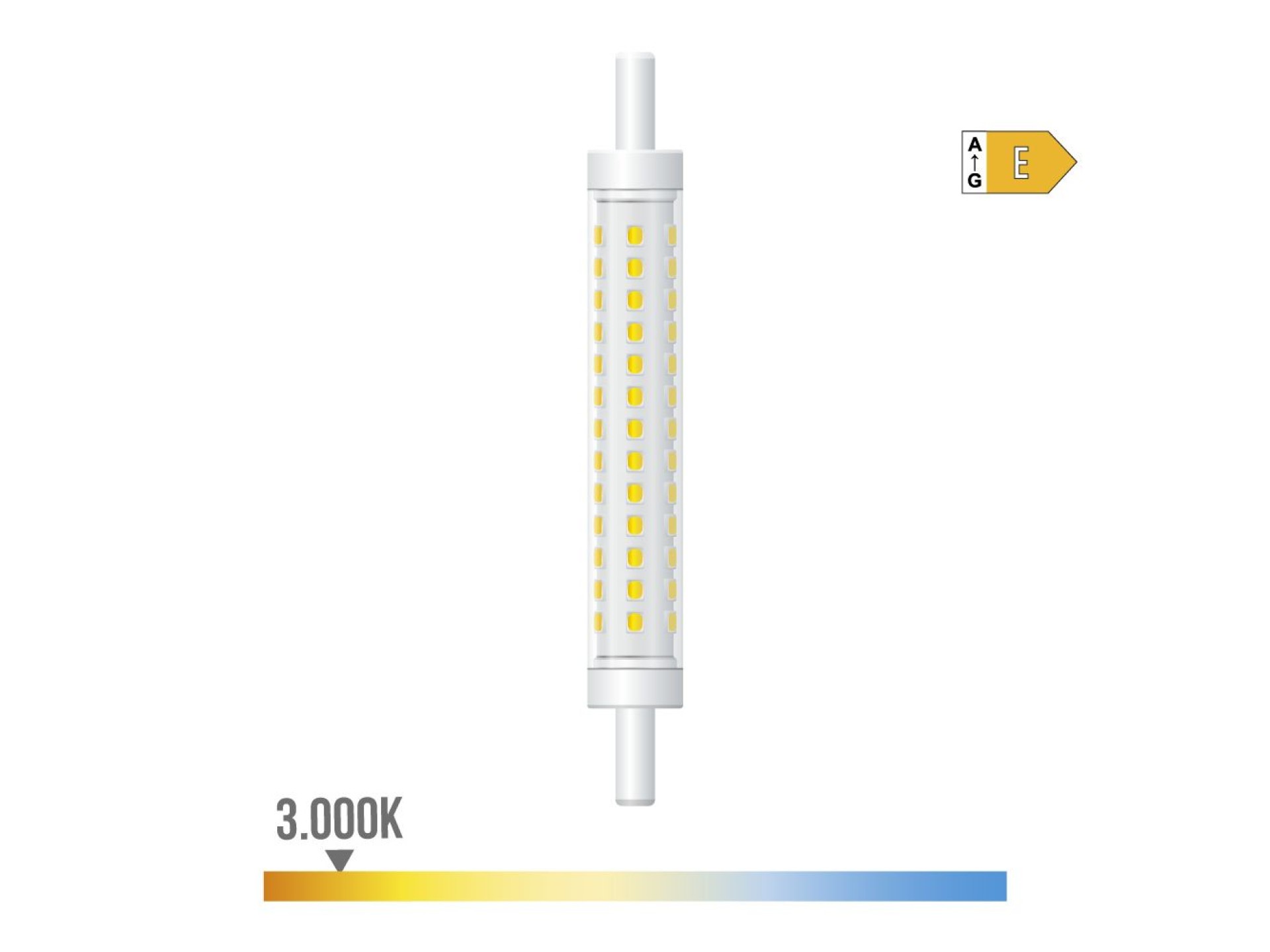 Lâmpada linear led 118 mm, r7s, 8 w, 900 lm, 3000 k luz quente, regulável, ø15 x 118 mm