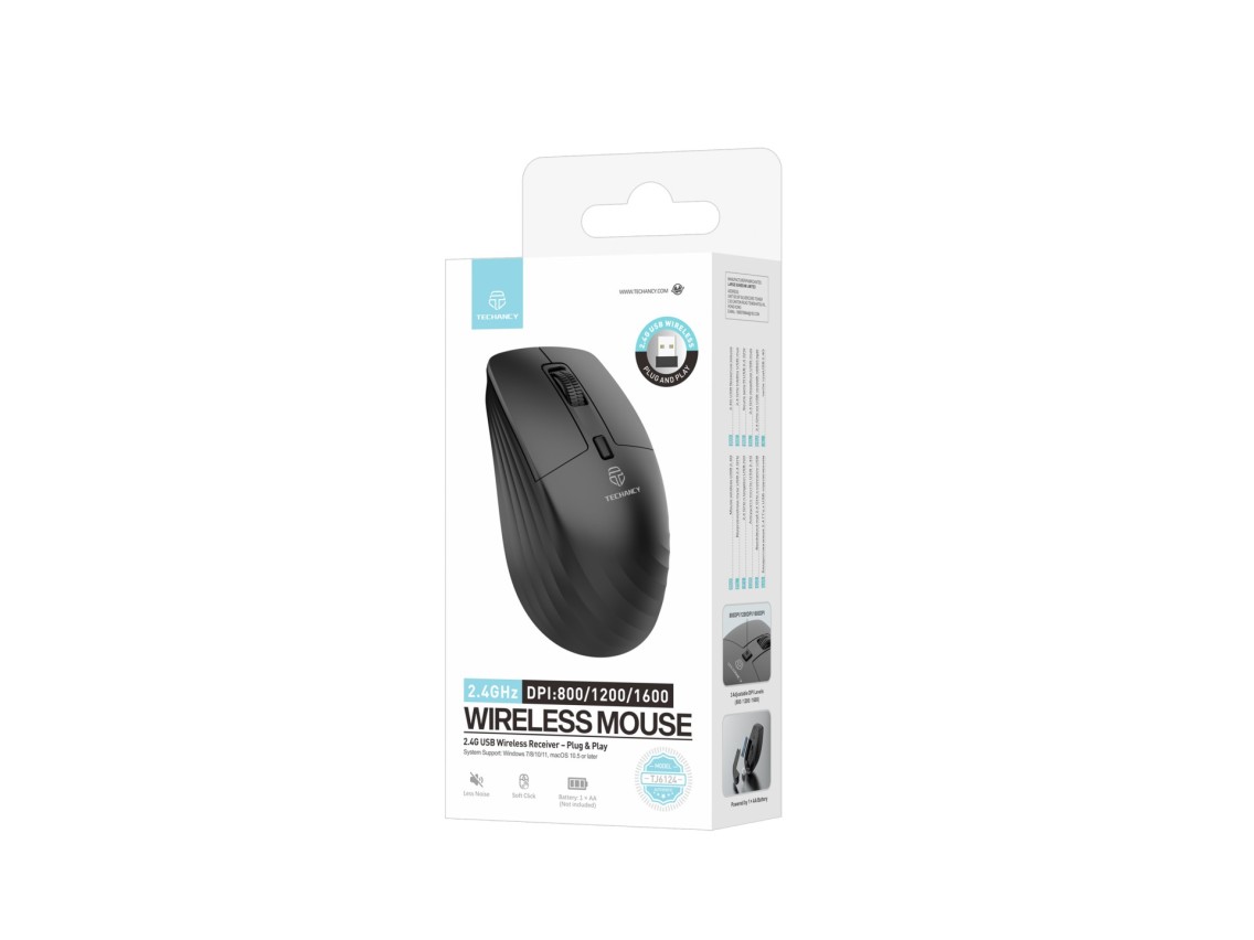 TECHANCY TJ6124 2.4 GHz Silent Wireless Mouse with USB Receiver