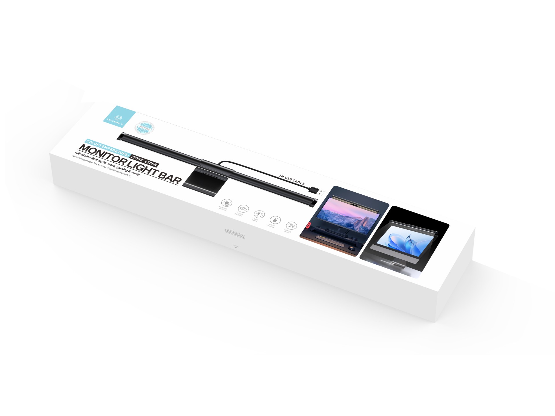 Techancy Barra de Luz para Monitor KR1504 com Controlo Tatil, 3 Temperaturas de Cor, USB, para Escri