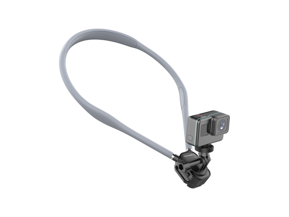 Techancy TI2346 Neck Support for Cameras and Mobile Phones with 70cm Flexible Arm, Hands-Free, Grey