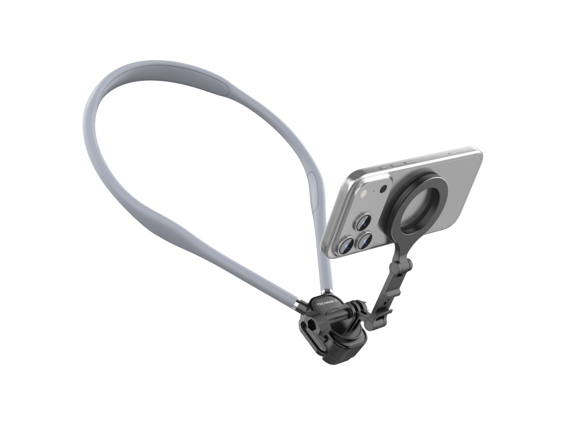 Techancy Suporte Magnetico de Pescoco TI2347 para Telemovel e Camara, Braco Flexivel 70cm, Maos Livr