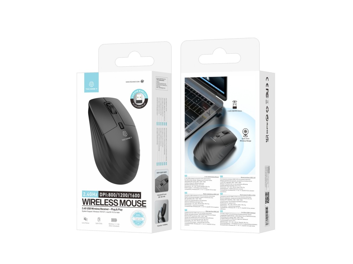 TECHANCY TJ6124 2.4 GHz Silent Wireless Mouse with USB Receiver