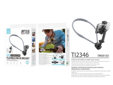 Techancy TI2346 Neck Support for Cameras and Mobile Phones with 70cm Flexible Arm, Hands-Free, Grey