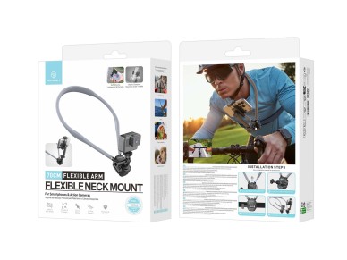 Techancy TI2346 Neck Support for Cameras and Mobile Phones with 70cm Flexible Arm, Hands-Free, Grey