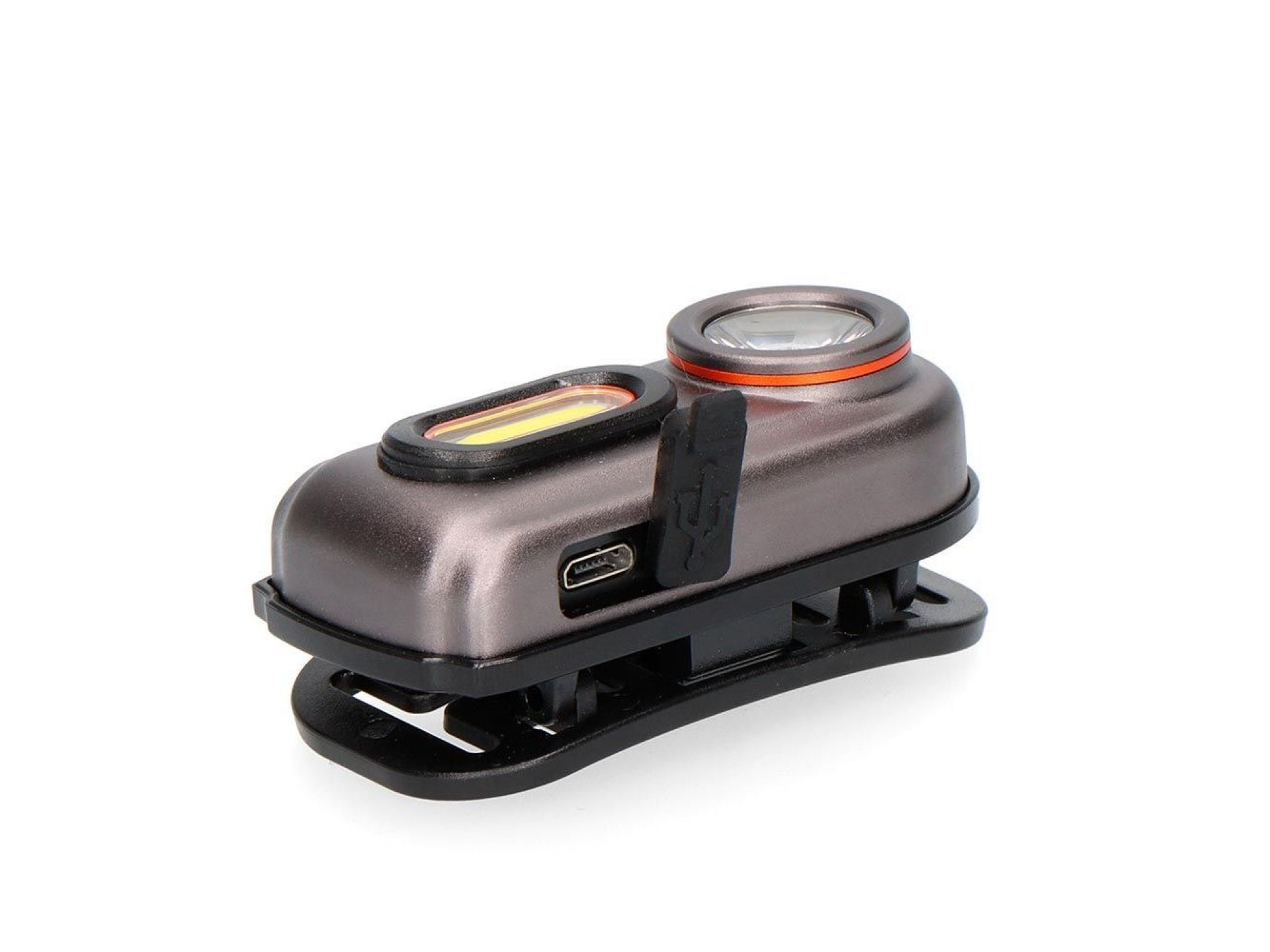 Lanterna led frontal recarregável, 2 leds, 400 lm, 5 w, 63 x 25 x 33 mm
