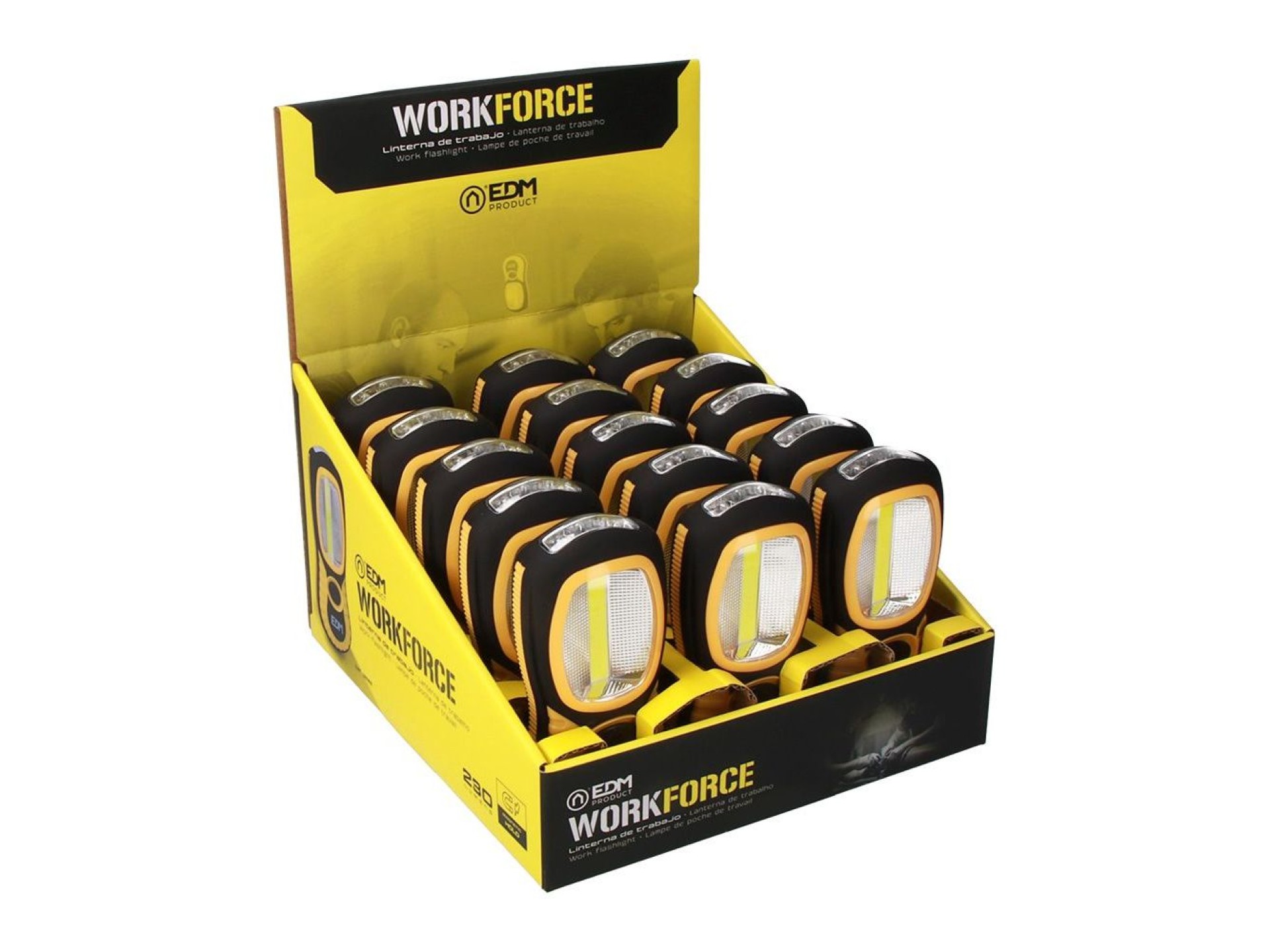 Lanterna led xl work force, dupla função com gancho + íman 3 x aaa (pilhas incluídas)