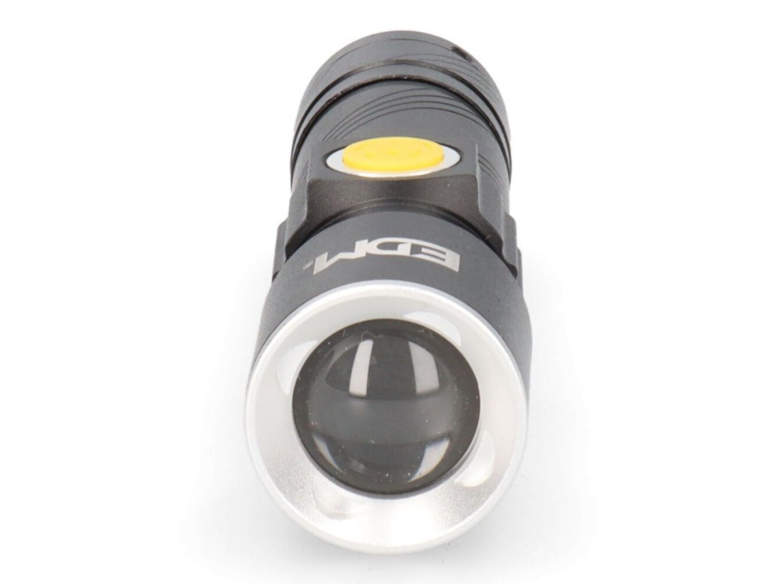 Mini lanterna com zoom 1 led 120lm/40lm/ flash 9.000k recarregável com usb.