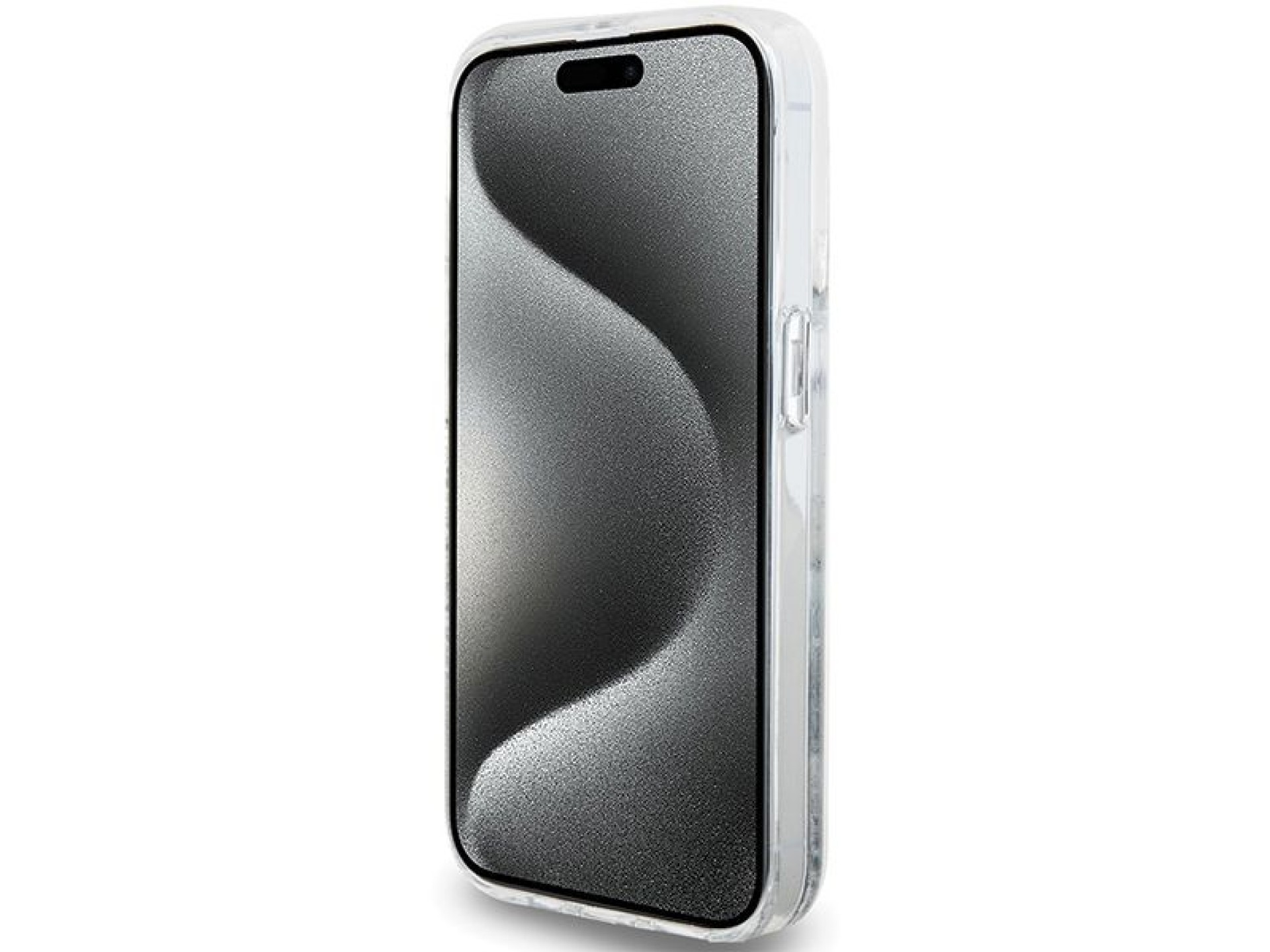 Capa Hello Kitty com glitter líquido e pingente em formato de cabeça de gatinho para iPhone 15 Pro -