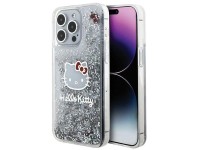 Hello Kitty Liquid Glitter Charms Kitty Head case for iPhone 15 Pro Max - silver