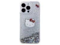 Capa Hello Kitty com glitter l�quido e pingente em formato de cabe�a de gatinho para iPhone 15 Pro M