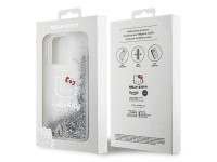 Capa Hello Kitty com glitter l�quido e pingente em formato de cabe�a de gatinho para iPhone 15 Pro M