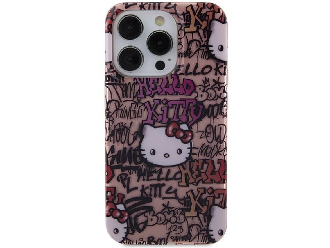 Hello Kitty IML Tags Graffiti case for iPhone 15 Pro - pink